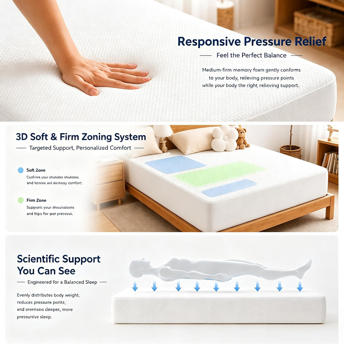 5 Inch Twin Size White Gel Memory Foam A671