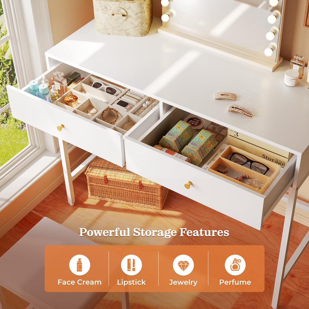 White Desk with 2 Drawers G94402