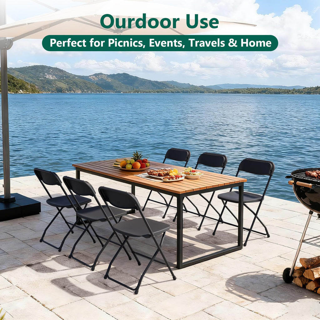 Black Plastic Folding Chairs, 10 Pack Steel Frame 350lbs Capacity M8852