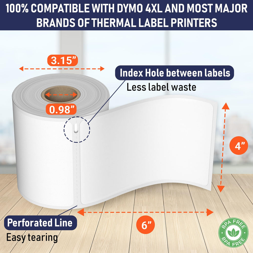 Thermal Shipping Labels 4x6, Water Resistant, Strong Adhesive, 220 per Roll T49943
