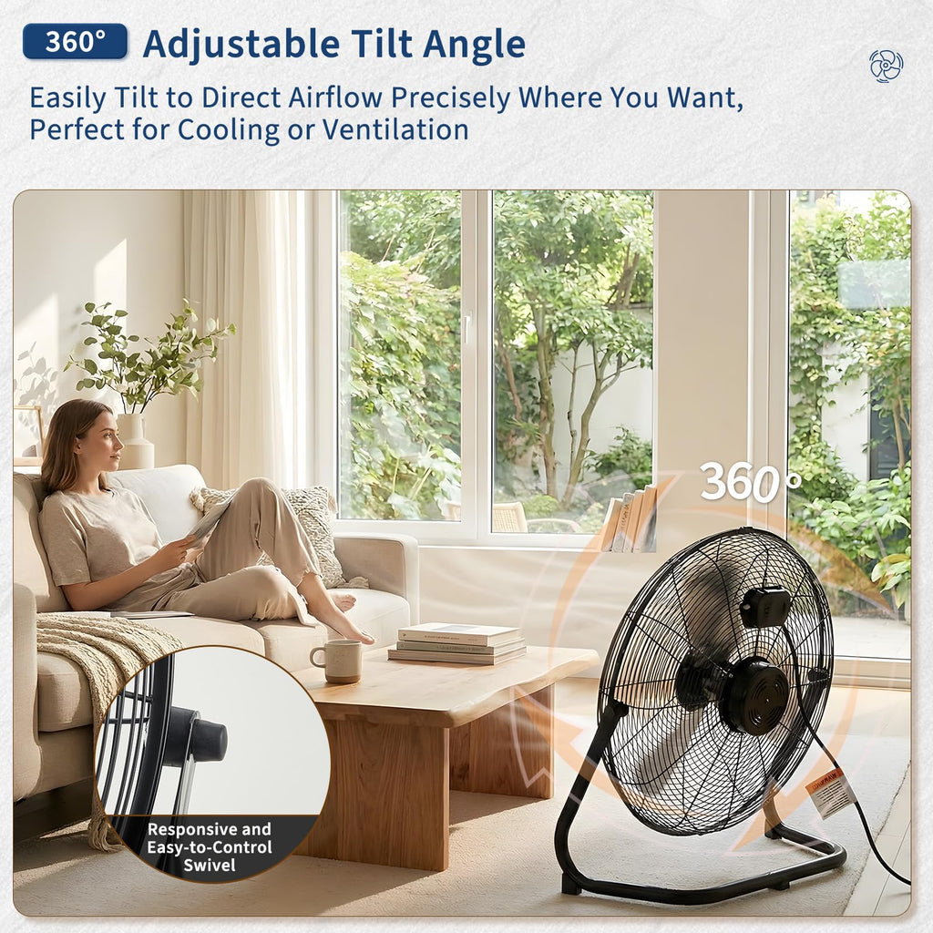 20 Inch 3 Speed High Velocity Floor Fan M204