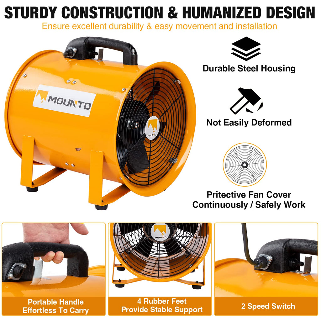 12-Inch Heavy Duty Cylinder Axial Fan with 25-Foot Vinyl Hose T770414