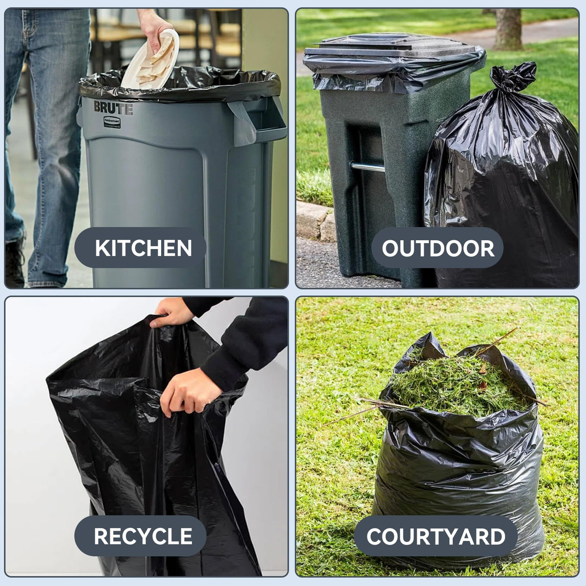 45 Gallon Heavy Duty Black Plastic Trash Bags 50 Count S4111