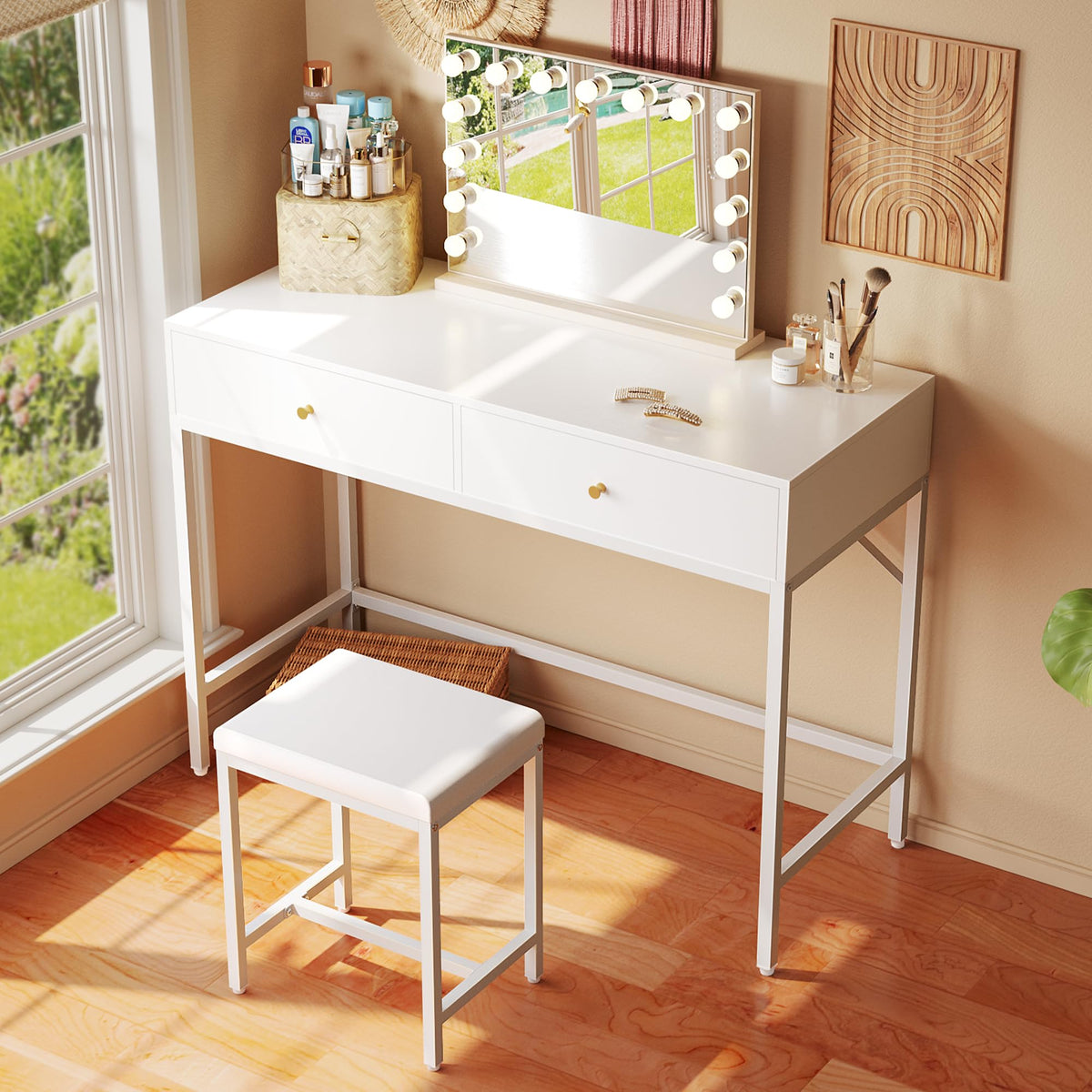 White Desk with 2 Drawers G94402