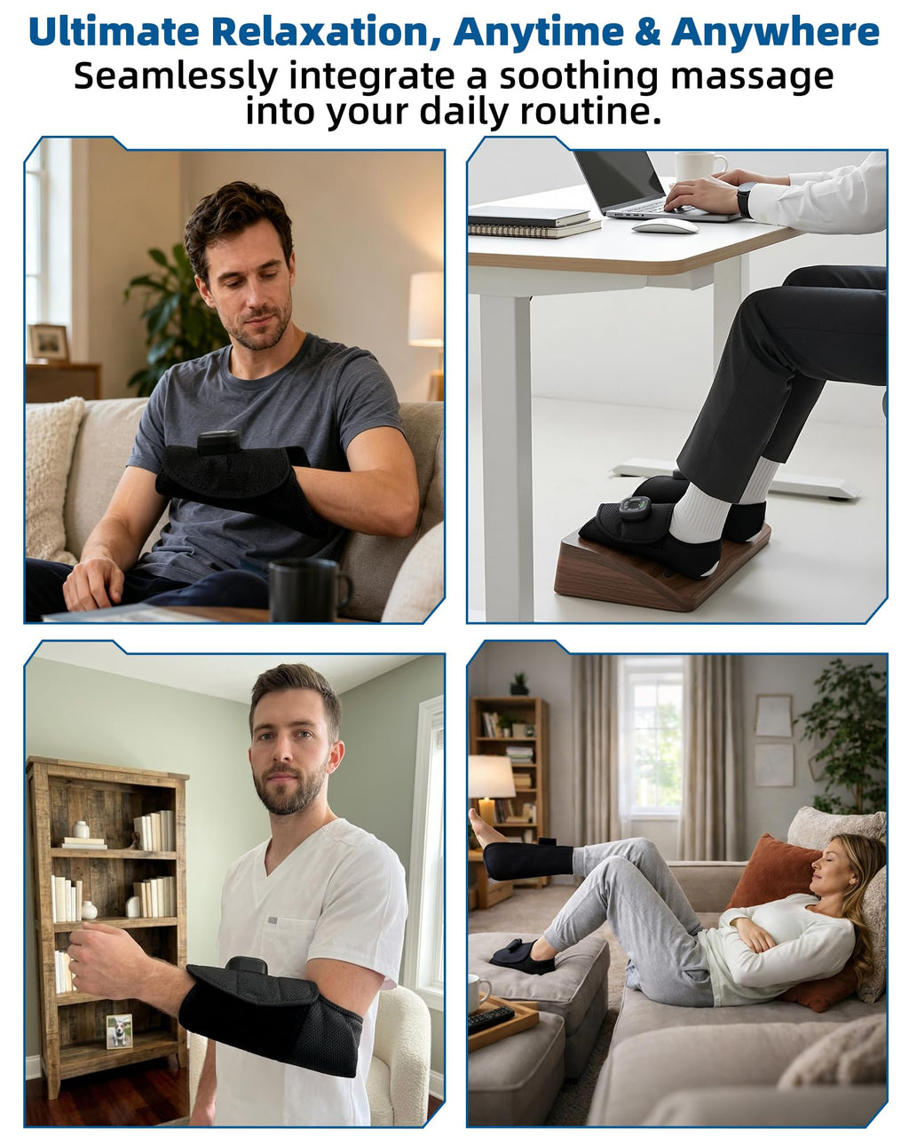 Cordless Air Compression Foot & Ankle Massager with Heat & Vibration H8132