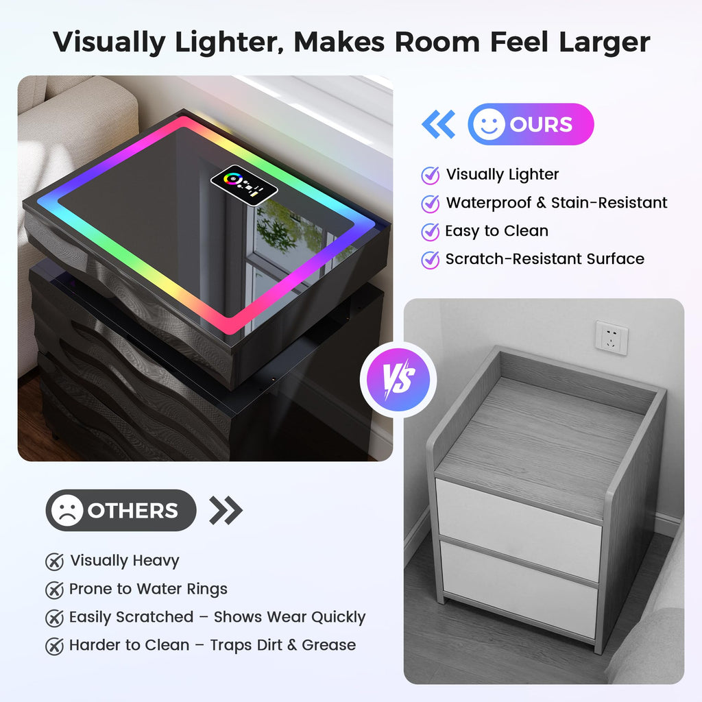 LED Night Stand Set 2 with Charging Station R57324