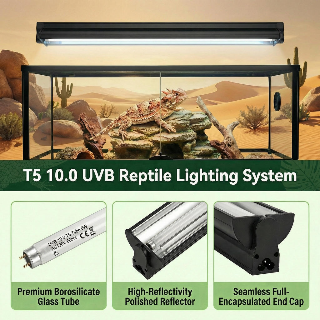 8W 10.0 12 Inch T5 UVB Reptile Light Fixture with Bulb B943407