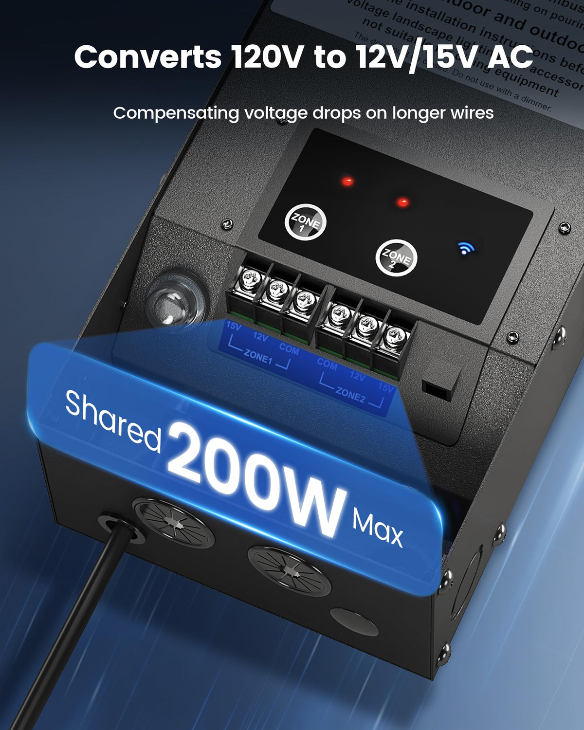 200W Smart Wi-Fi Low Voltage Transformer with 2 Zone R392839