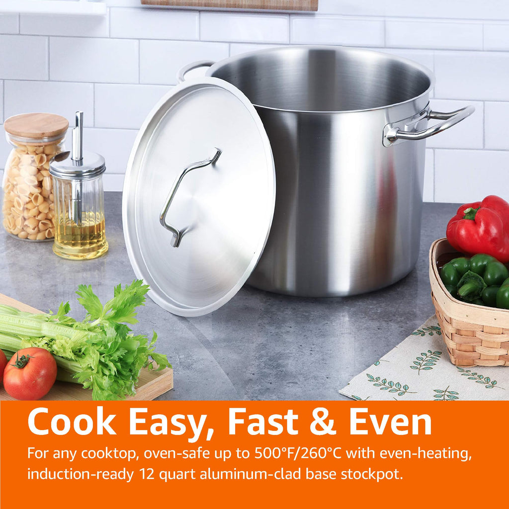 12 Quarts Stainless Steel Stock Pot with Cover K530