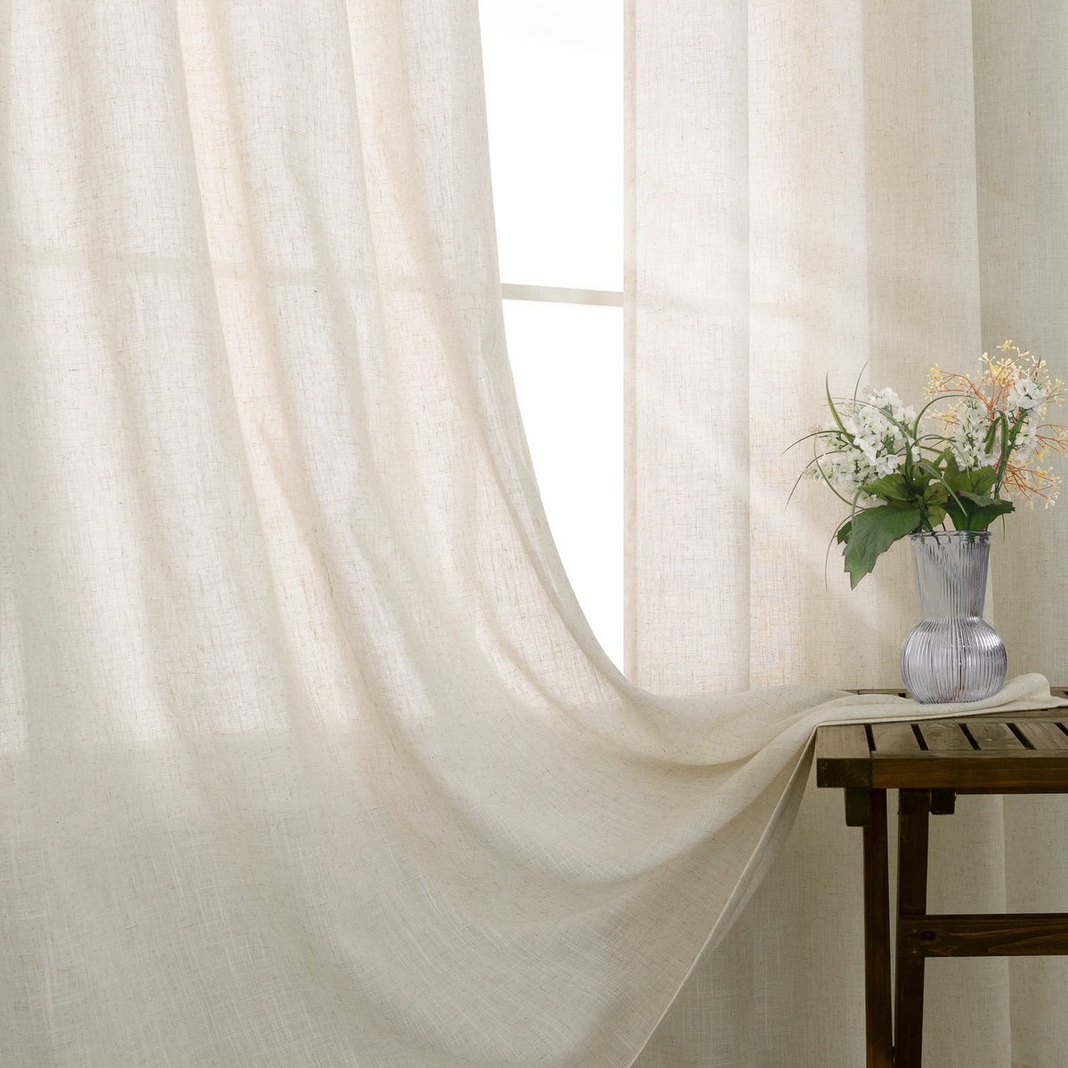 Beige Linen Curtains 2 Panels 84 Inches Long R2099