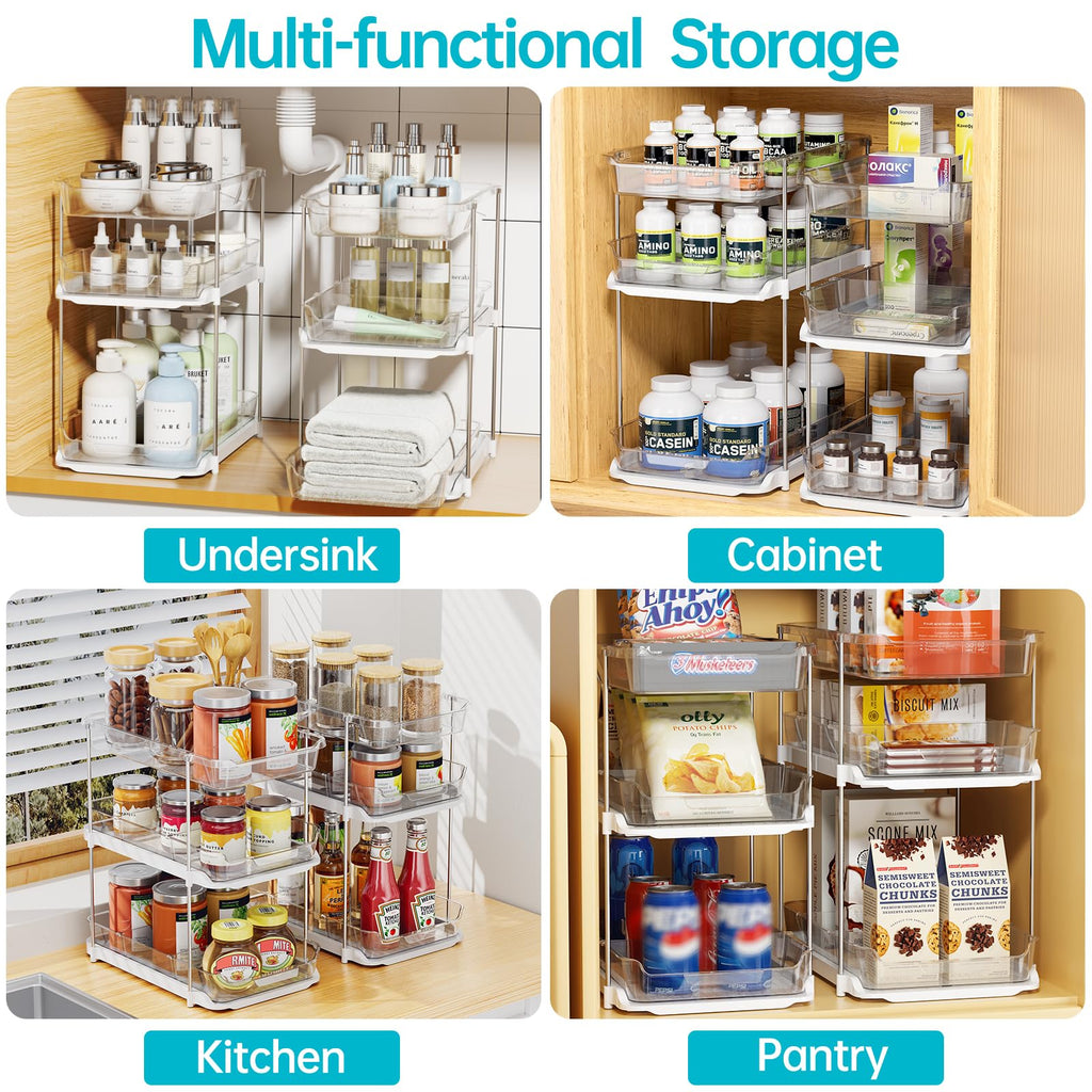 2 Sets of 3-Tier Under Sink Organizers and Storage U8960