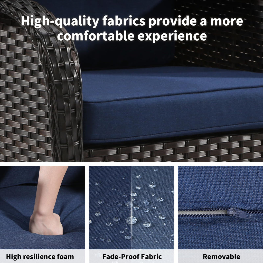 72" Wicker 3-seat Sofa with Cushions, PE Rattan & Steel Frame I12969