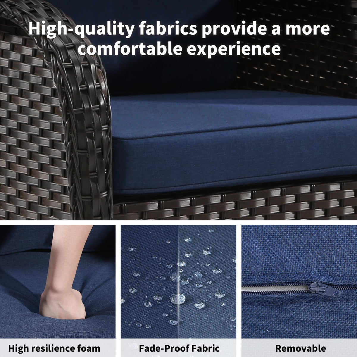 72" Wicker 3-seat Sofa with Cushions, PE Rattan & Steel Frame I12969