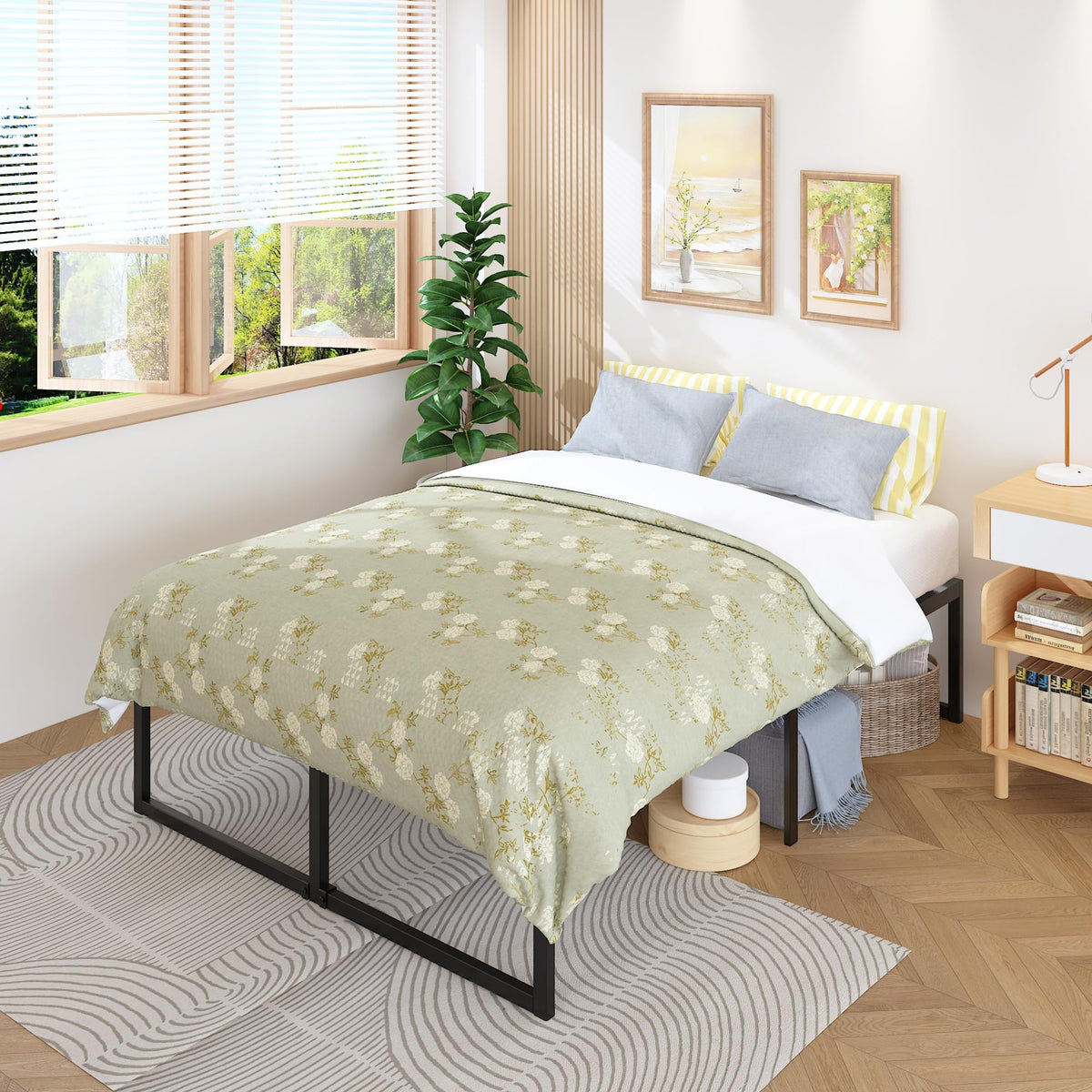 Queen Bed Frame 18 Inch with Steel Slat Support M1117