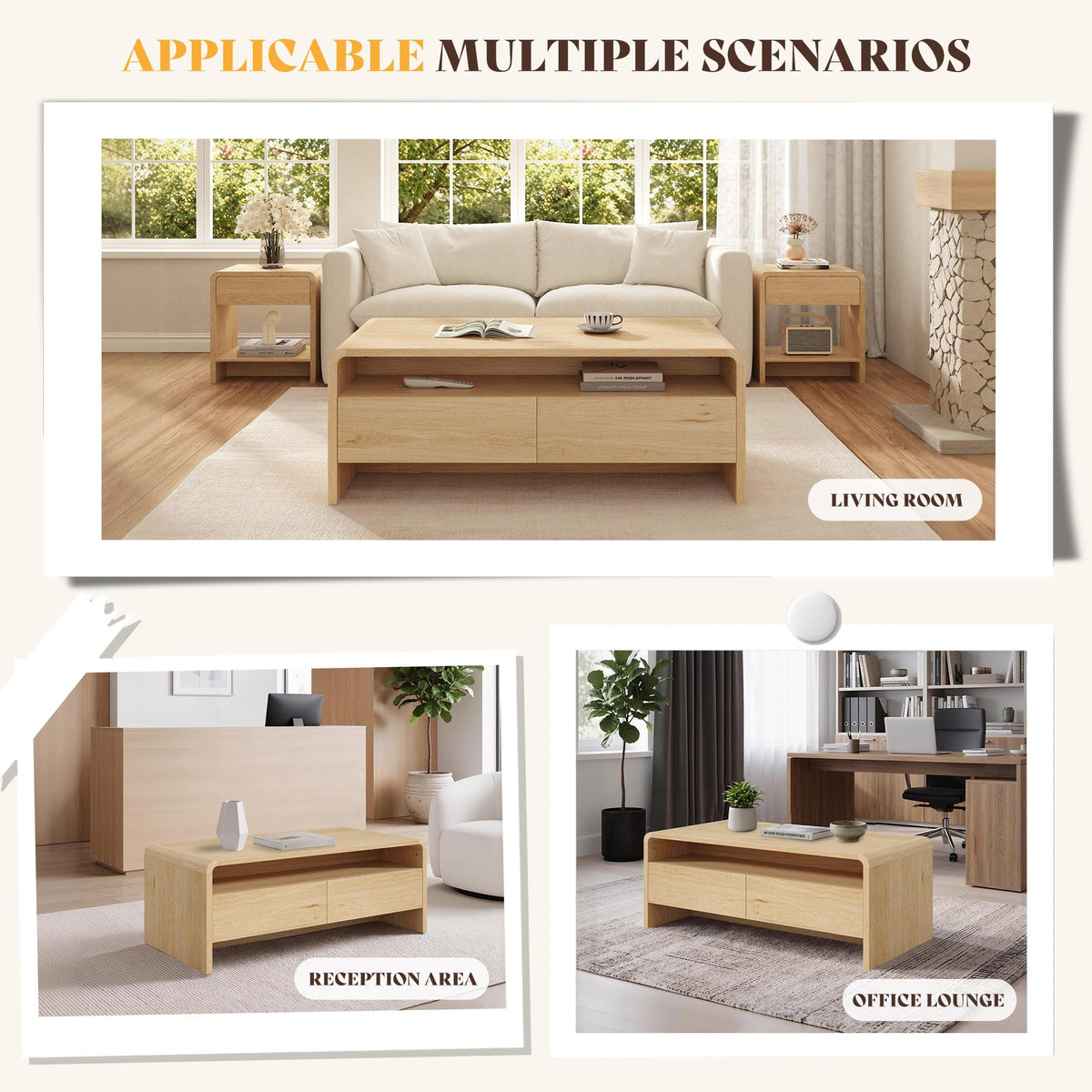 3-Piece Coffee Table Set with 2 End Tables H705