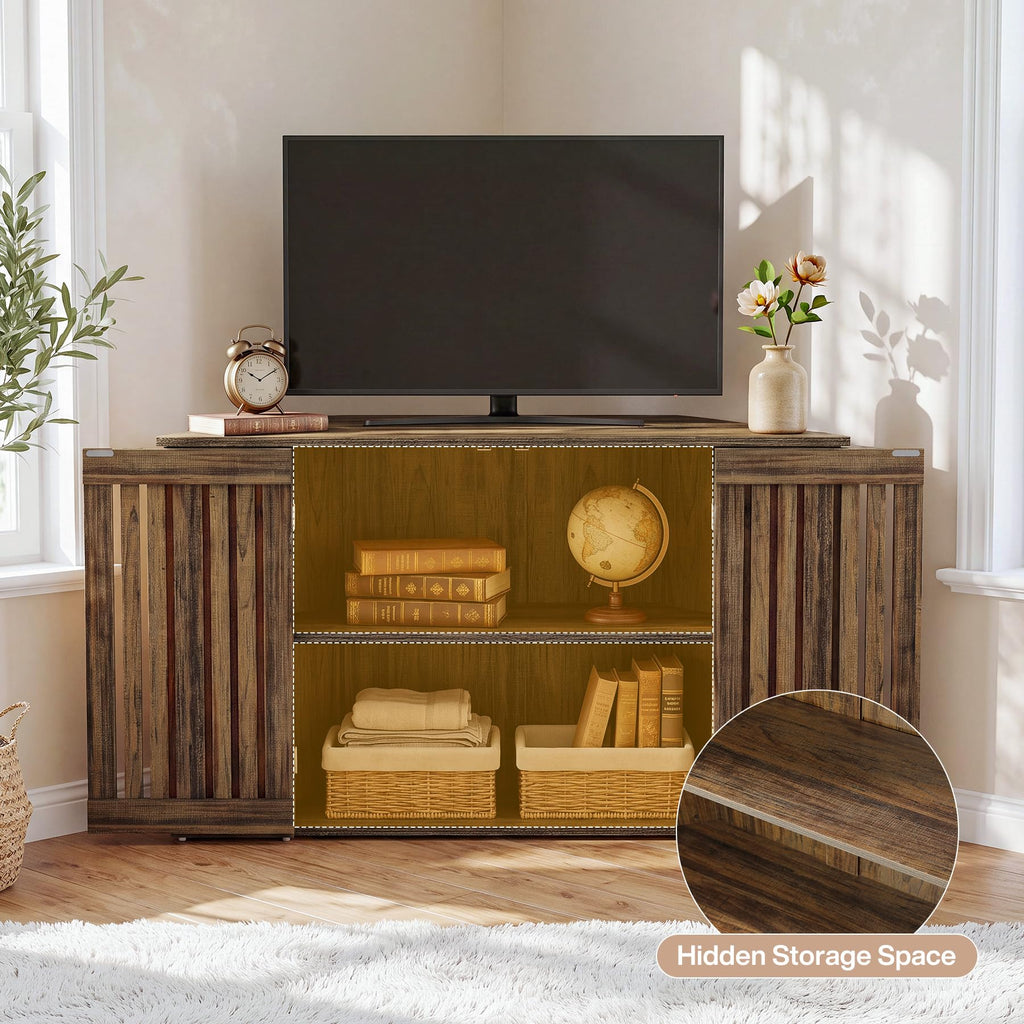 53" Farmhouse Corner TV Stand with Storage H941087