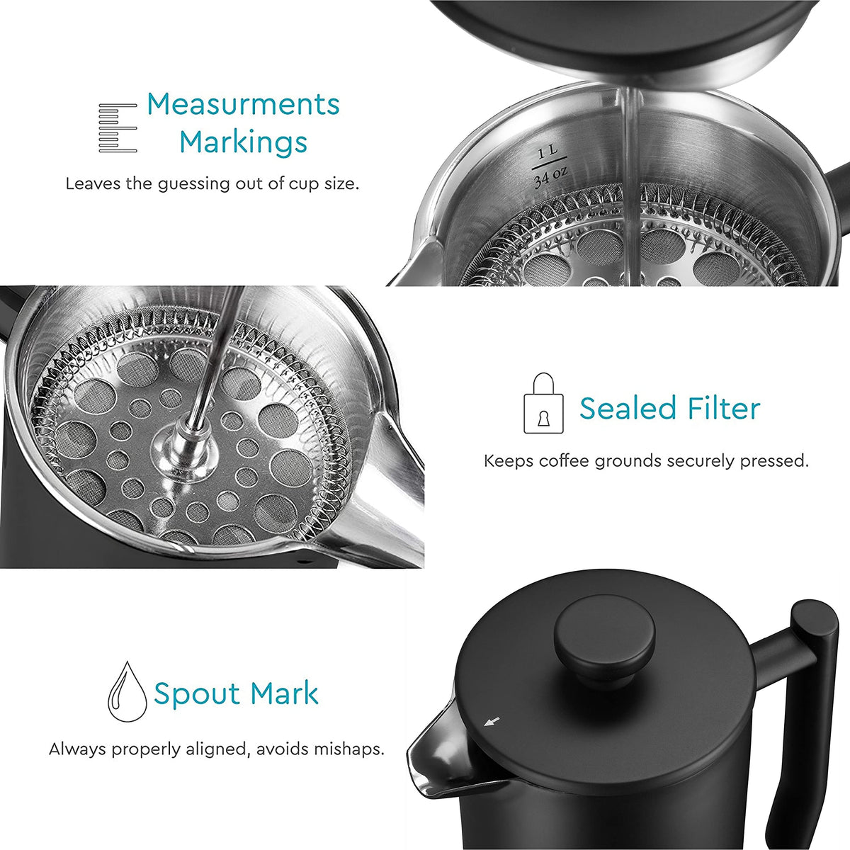 Insulated French Press Coffee Maker 50oz E319
