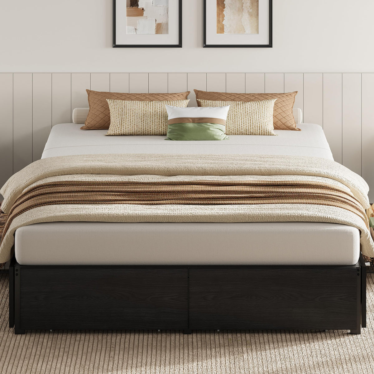 Queen Bed Frame with 4 Storage Drawers, Black R261