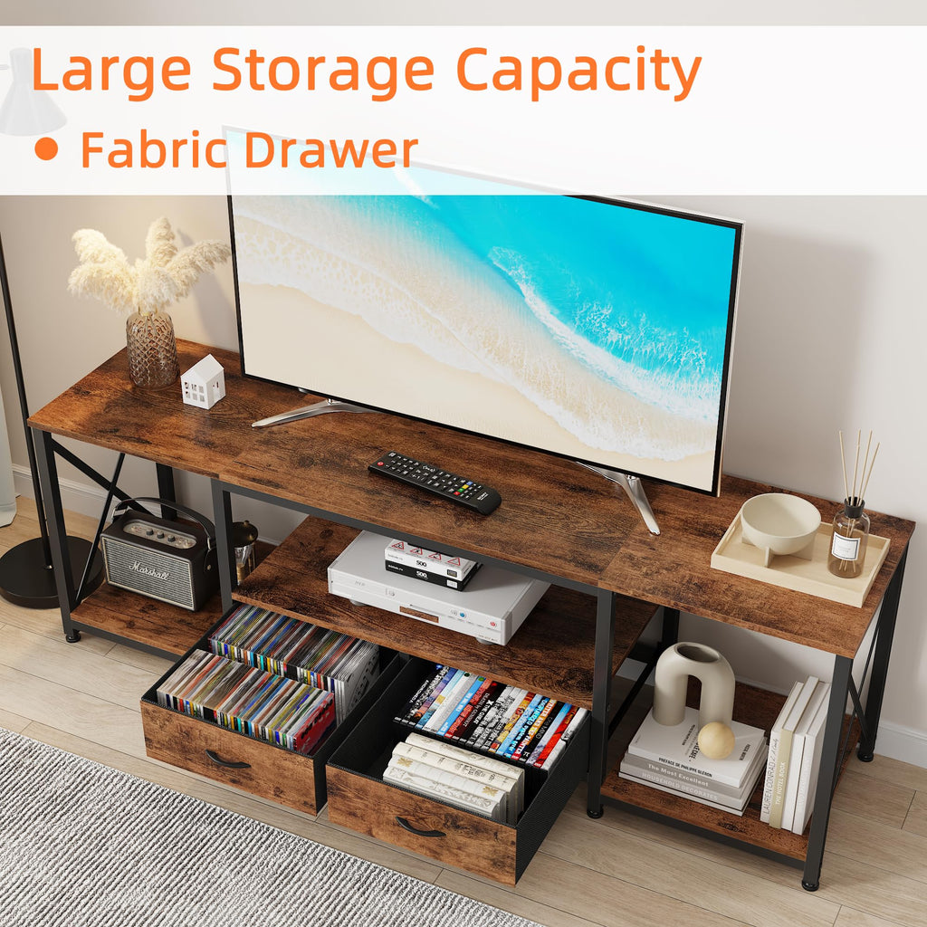 Fabric Drawers TV Stand for 65 70 75 Inches TV K91634