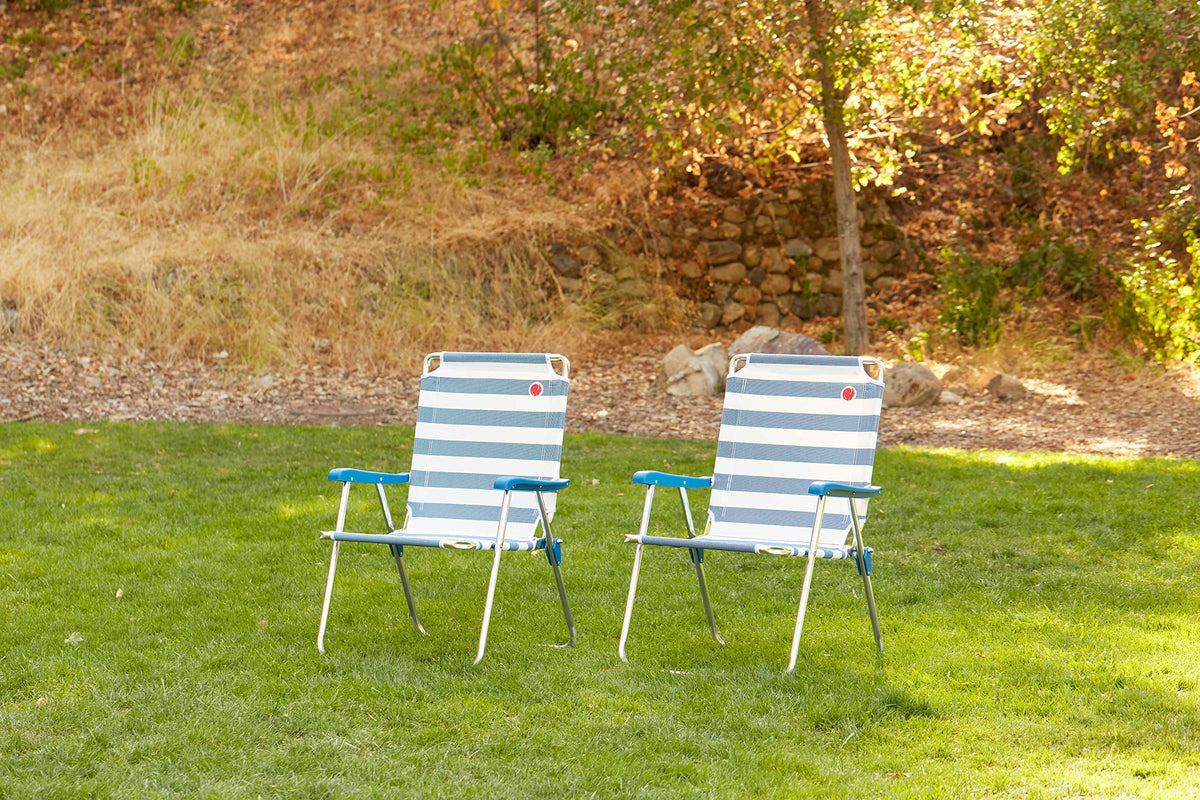 Folding Camp Lawn Chair 2 Pack Blue White G353677