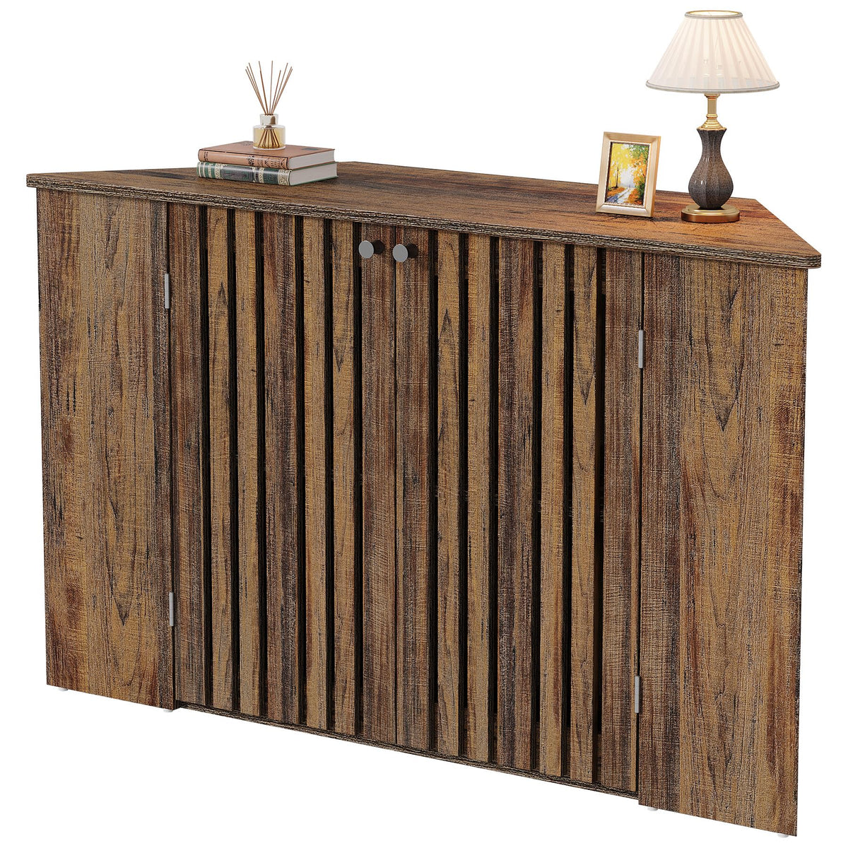 53" Farmhouse Corner TV Stand with Storage H941087