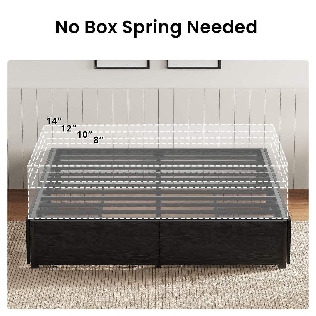 Queen Bed Frame with 4 Storage Drawers, Black R261