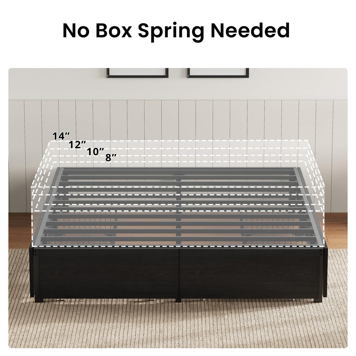 Queen Bed Frame with 4 Storage Drawers, Black R261
