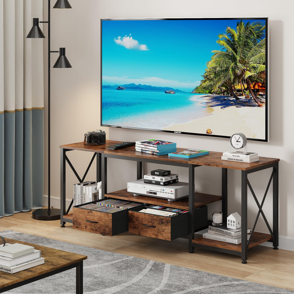 Fabric Drawers TV Stand for 65 70 75 Inches TV K91634