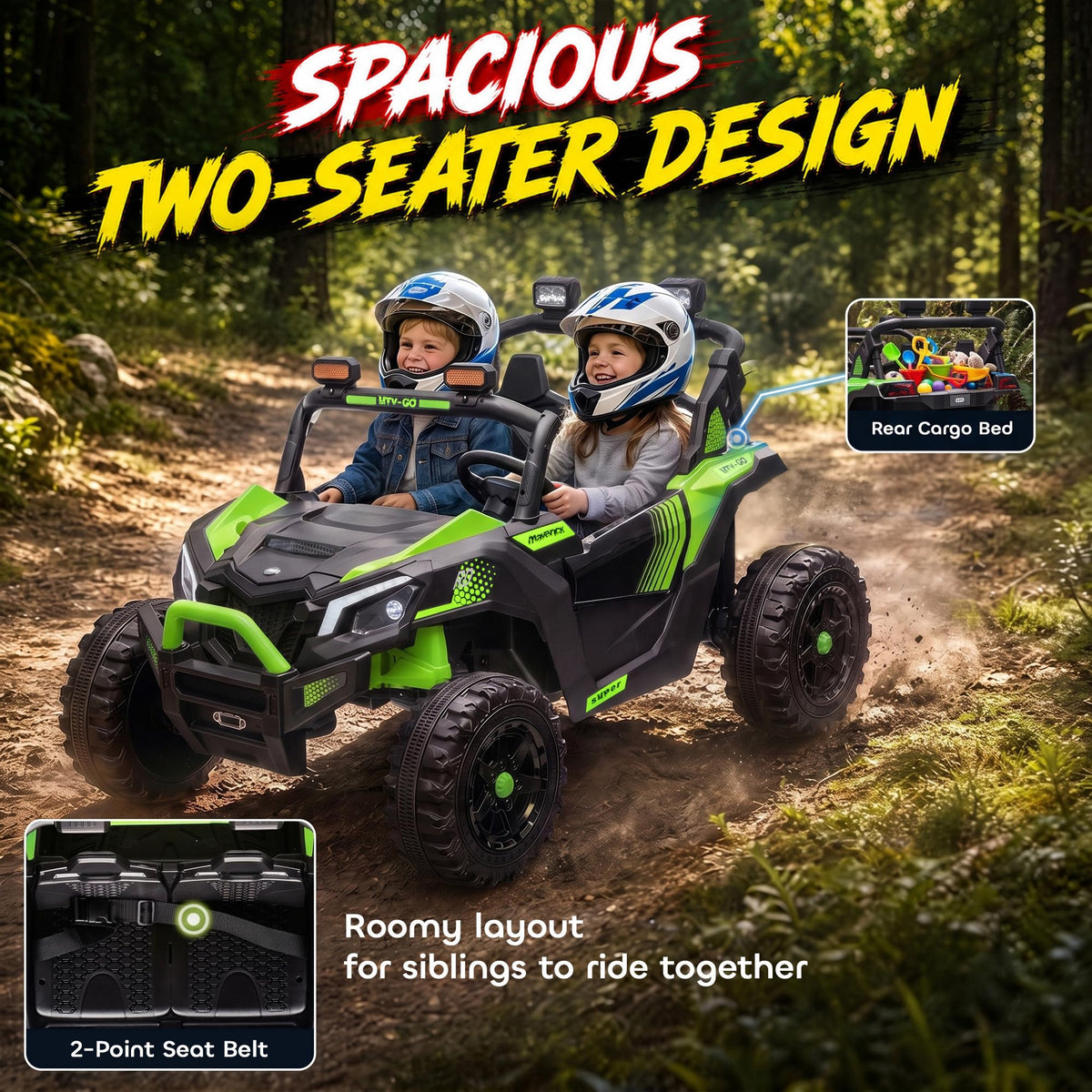 24V 2 Seater Ride On Truck Car Green G781