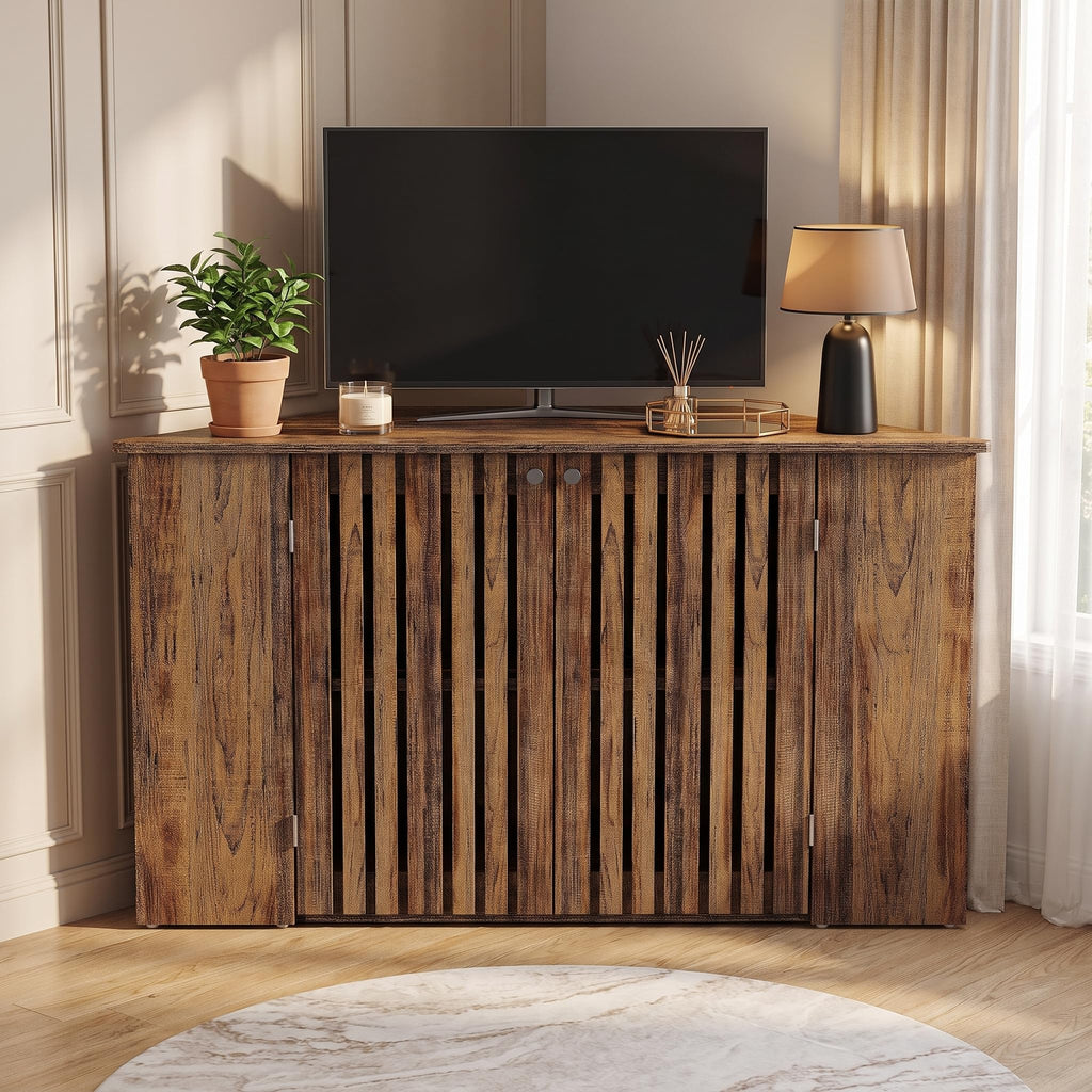 53" Farmhouse Corner TV Stand with Storage H941087