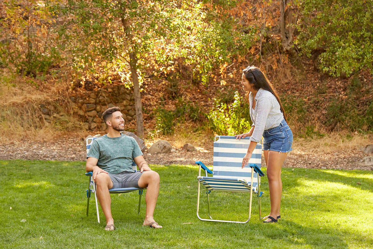 Folding Camp Lawn Chair 2 Pack Blue White G353677