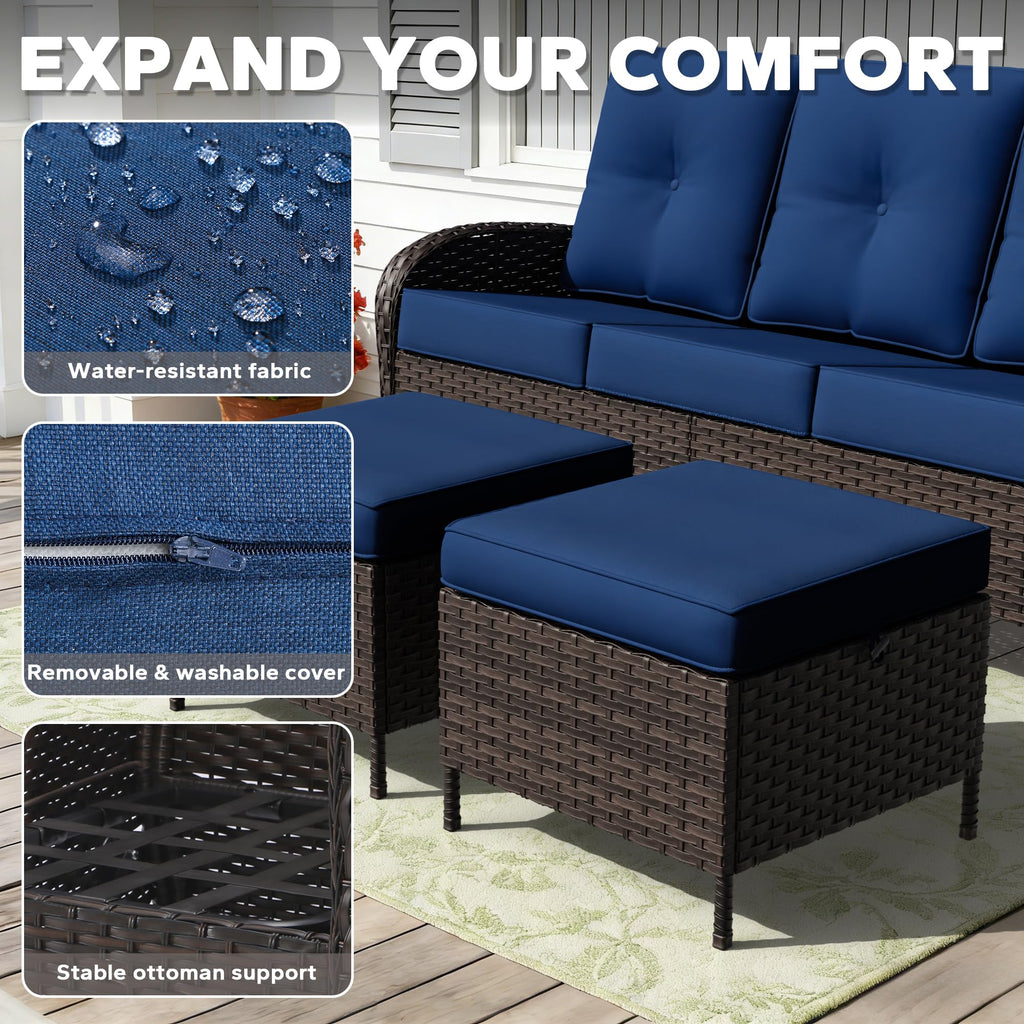 72" Wicker 3-seat Sofa with Cushions, PE Rattan & Steel Frame I12969